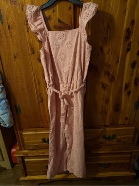 Carter's Pink Eyelet Jumpsuitwith Tie Waist Size 12